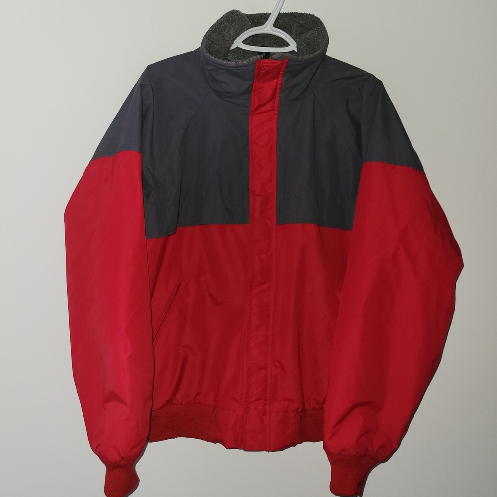 Vintage Lands End Goretex Jacket Men's Size Large Red Gray Made In USA READ